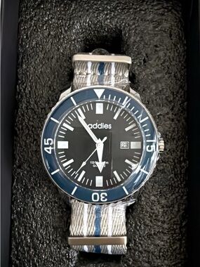 Men's Navy and Gray Stripe NATO Strap Watch